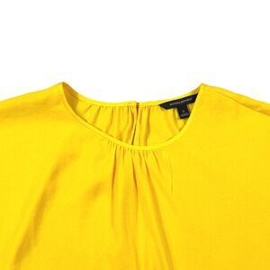 Banana Republic Women Yellow Short Sleeve Gathered Neck Top Size Small
